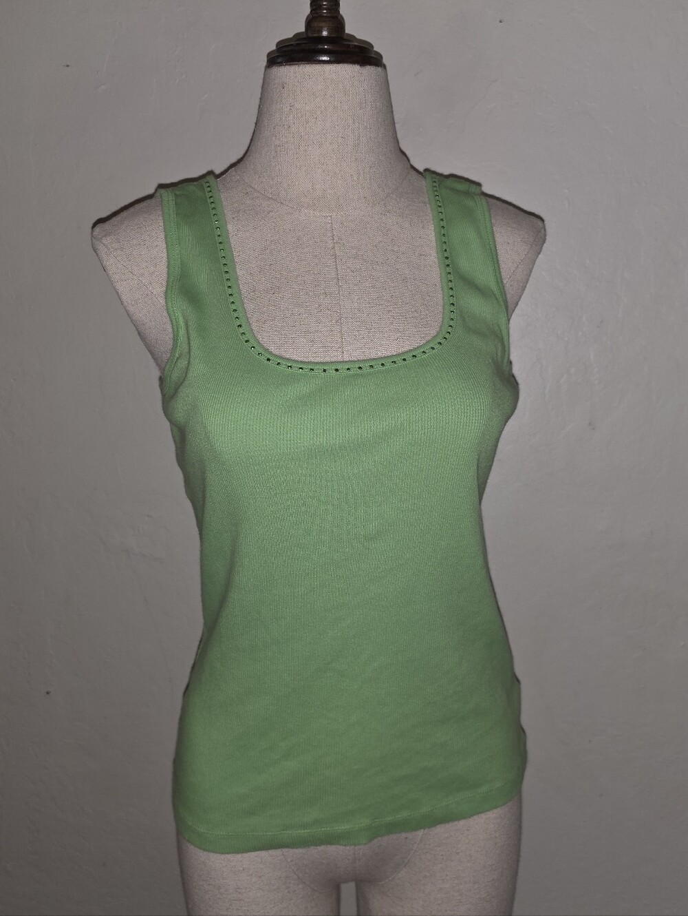 St John's Bay Green Rib Knit Sleeveless Tank Top